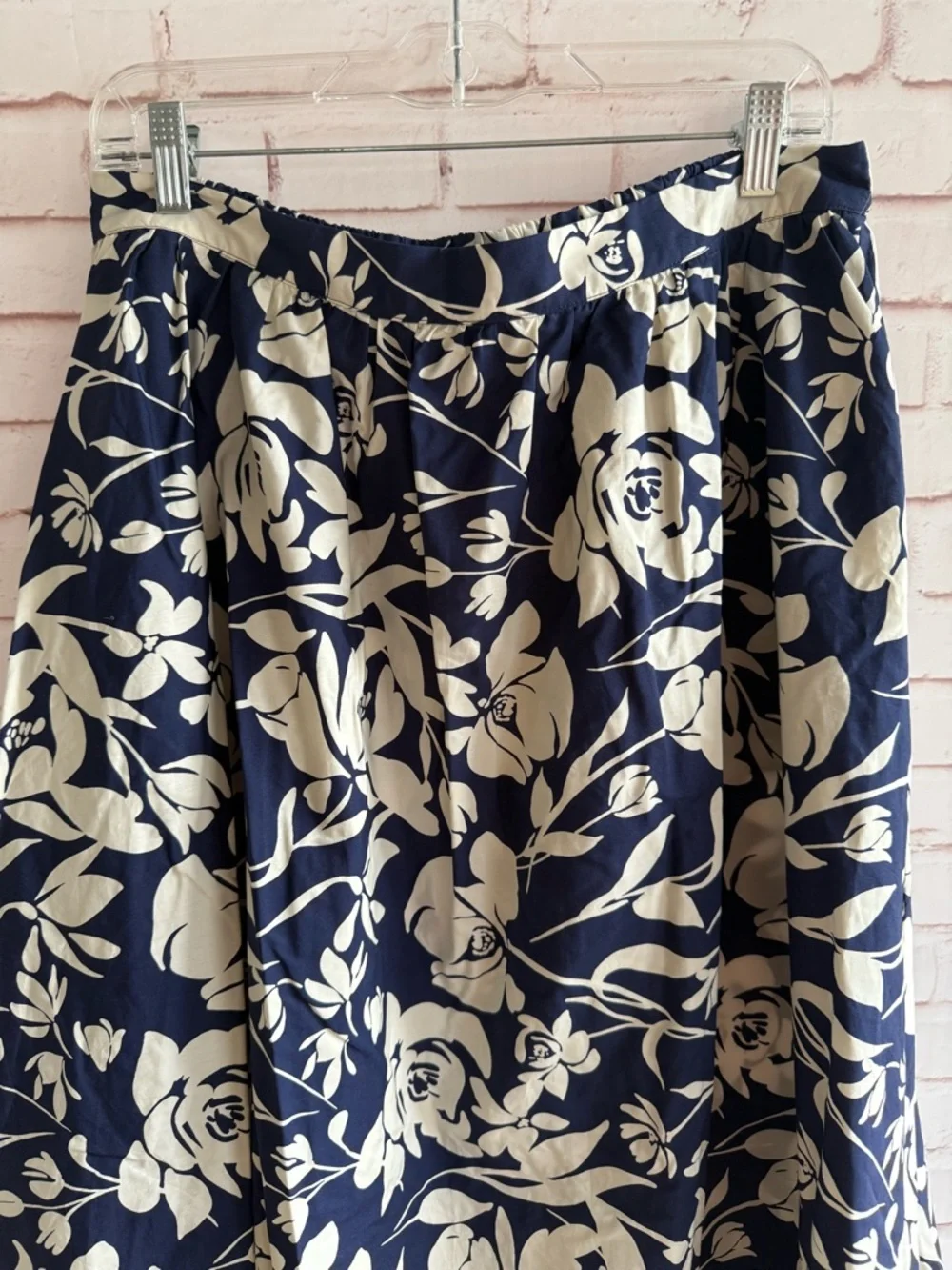 Navy‎ and Cream Floral Scoop Neck Tank and Matching Skirt Set